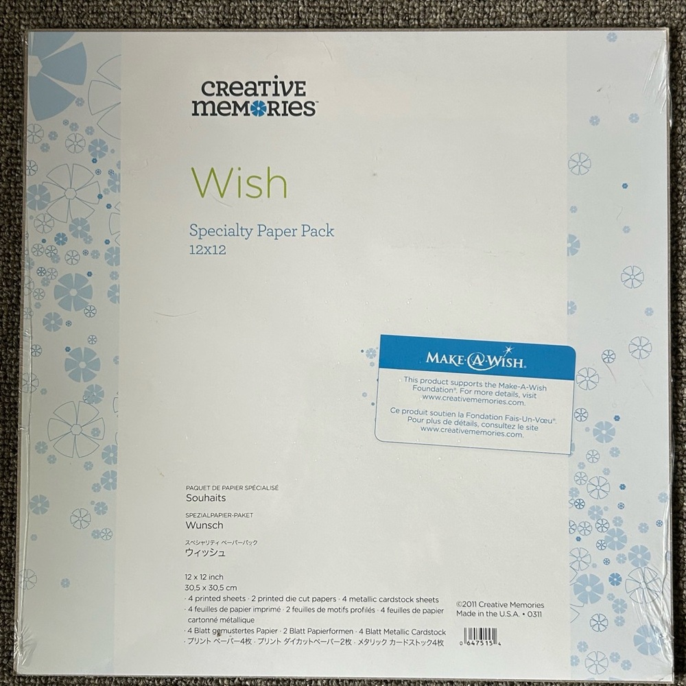 New! Creative Memories “Wish” Scrapbook Specialty Paper Pack